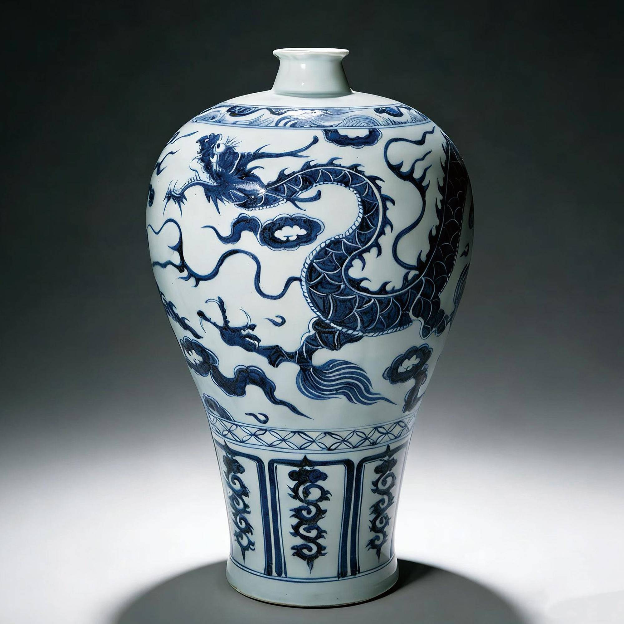 青花雲龍紋大梅瓶