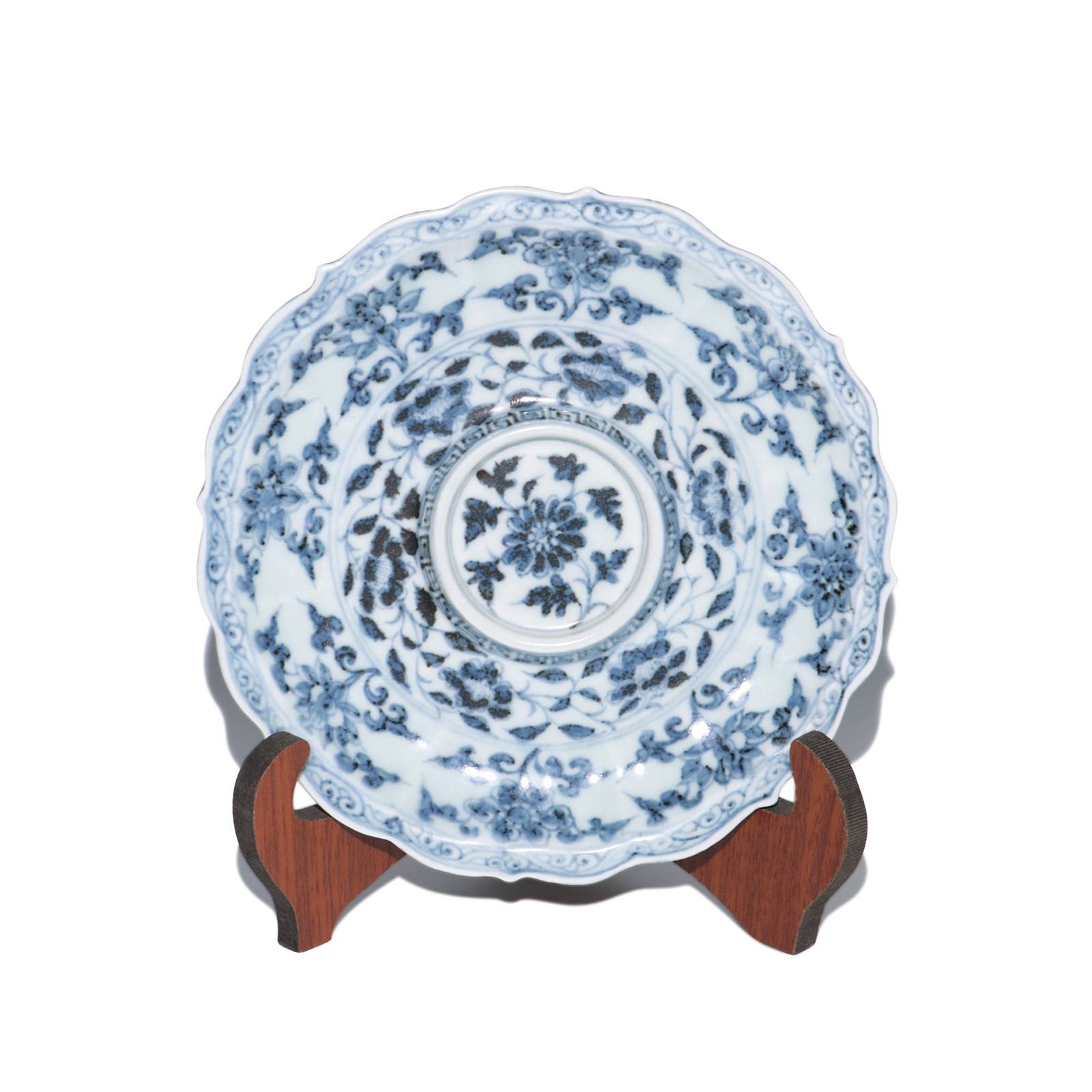 青花花卉紋蓋托