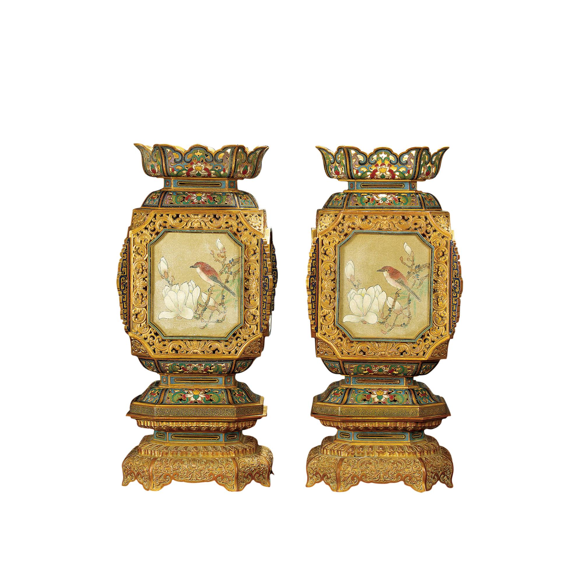 銅胎掐絲琺瑯宮燈(二件)