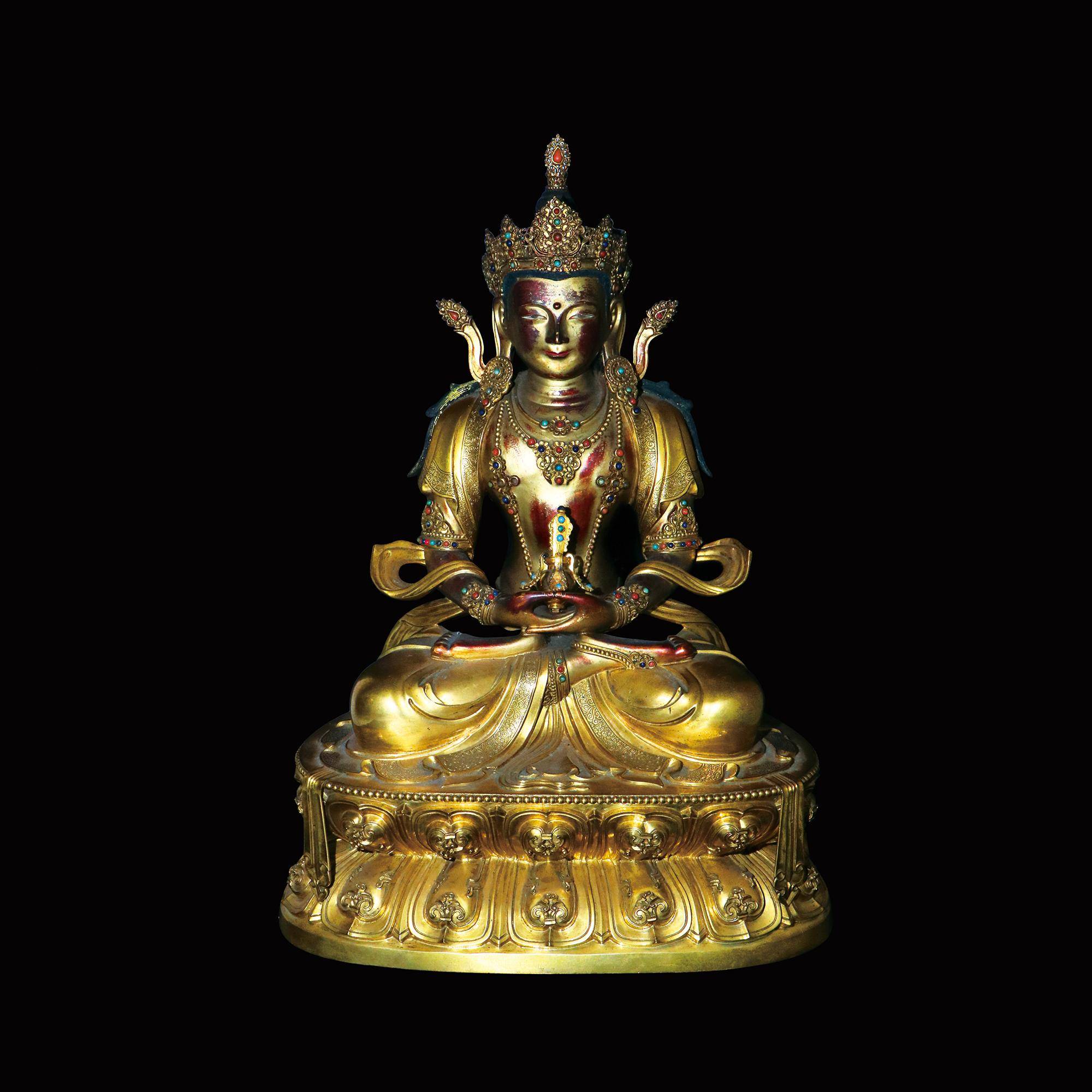 銅鎏金無量壽佛坐像