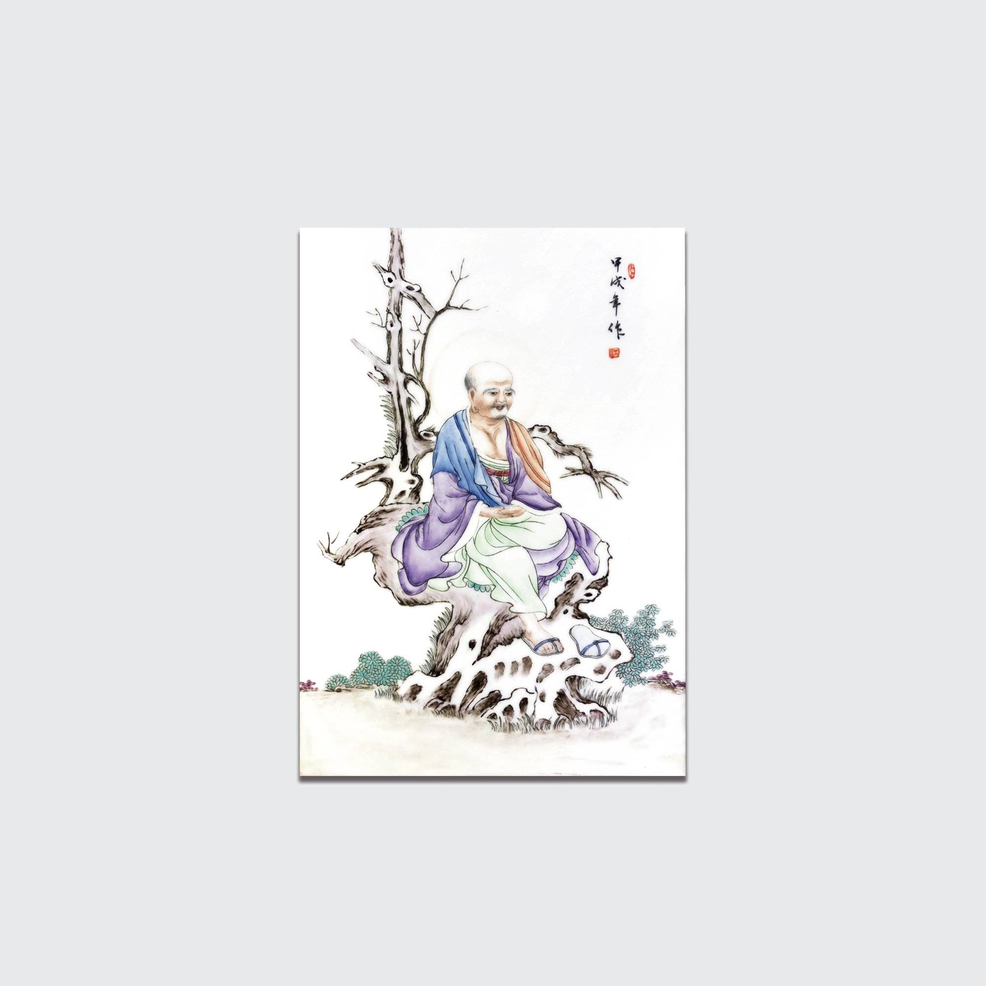 多祿溙2026秋季拍賣徵集:民國 粉彩枯木羅漢瓷板,估價13
